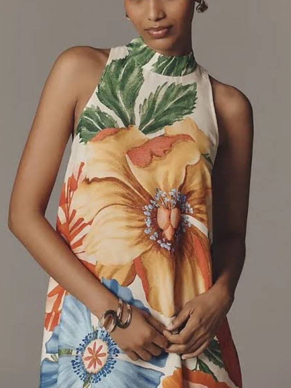 Farm Rio Anthropologie Halterneck Maxi Dress With Tropical Print - XLarge NWT - Picture 6 of 9
